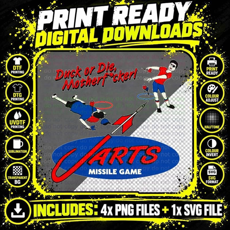 Duck or Die Lawn Jarts Missile Game T-Shirt Png SVG Digital Bundle