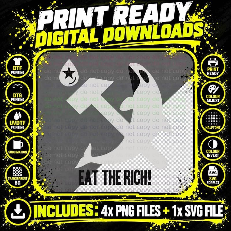 Eat the Rich! Gladys the Orca T-Shirt Png SVG Digital Bundle