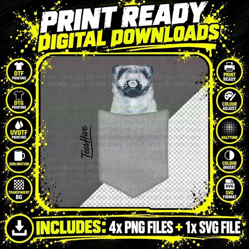 Ferret in Pocket - Ferret Lover Themed T-Shirt Png SVG Digital Bundle