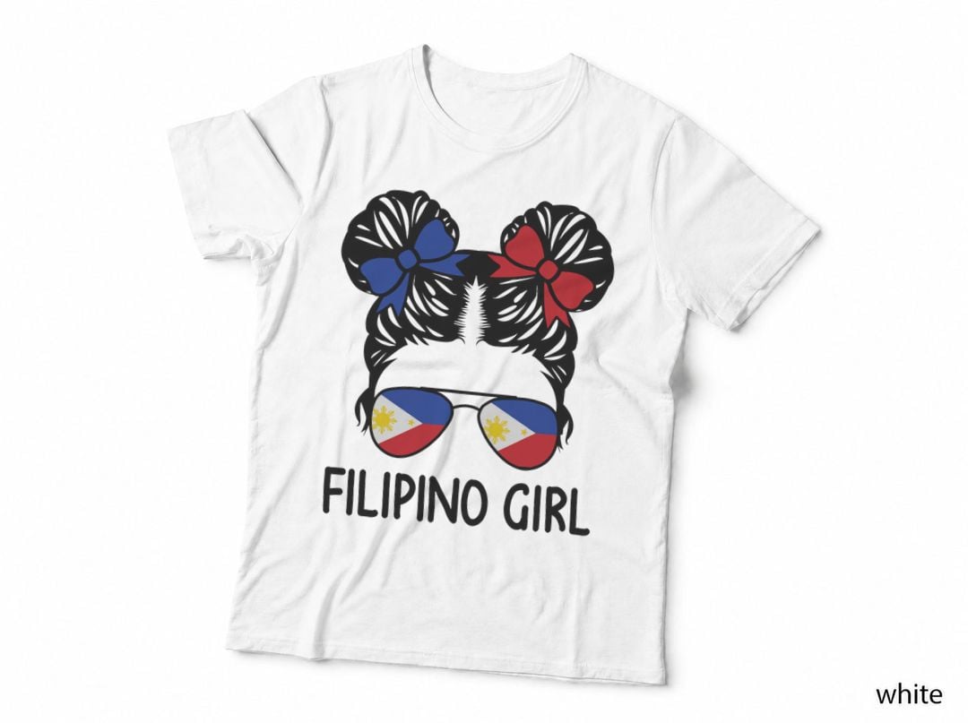 Filipino Girl Messy Hair Philipines Patriotic Kids T-Shirt