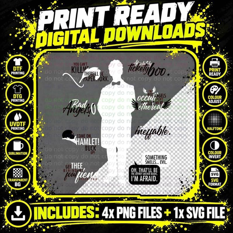 Good Omens Aziraphale T-Shirt Png SVG Digital Bundle