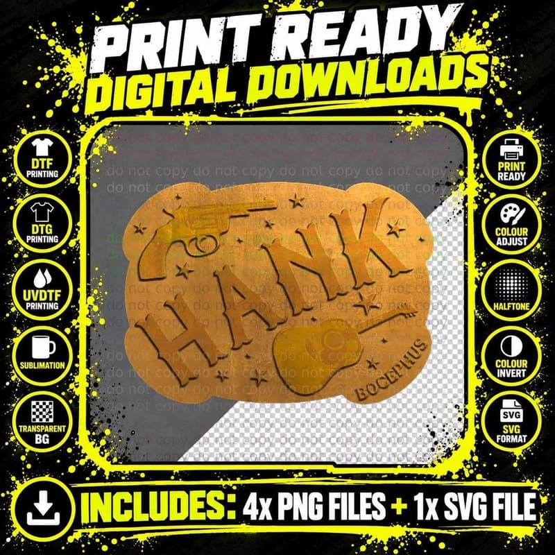 Hank Jr. Belt Buckle T-Shirt Png SVG Digital Bundle