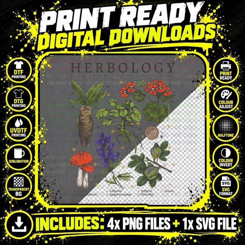 Harry Potter Herbology Plants T-Shirt Png SVG Digital Bundle