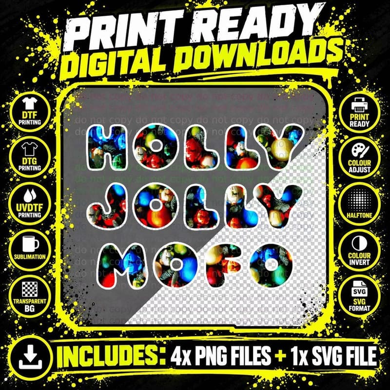 Holly Jolly Mofo T-Shirt Png SVG Digital Bundle