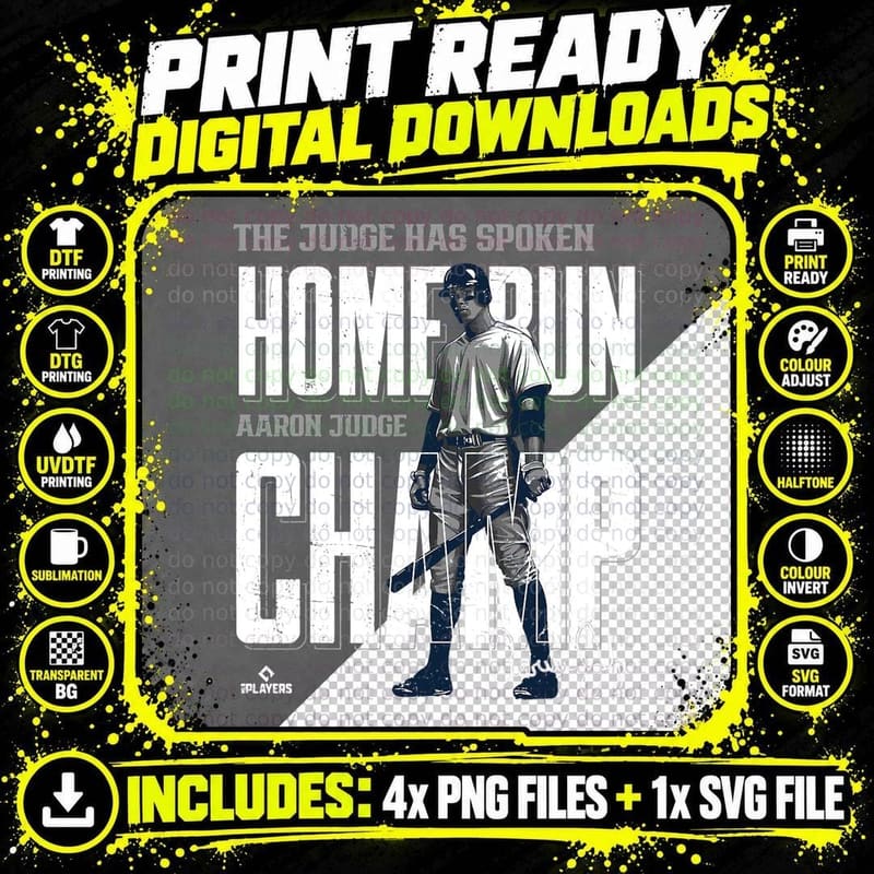 Home Run Champ Aaron Judge New York MLBPA T-Shirt Png SVG Digital Bundle
