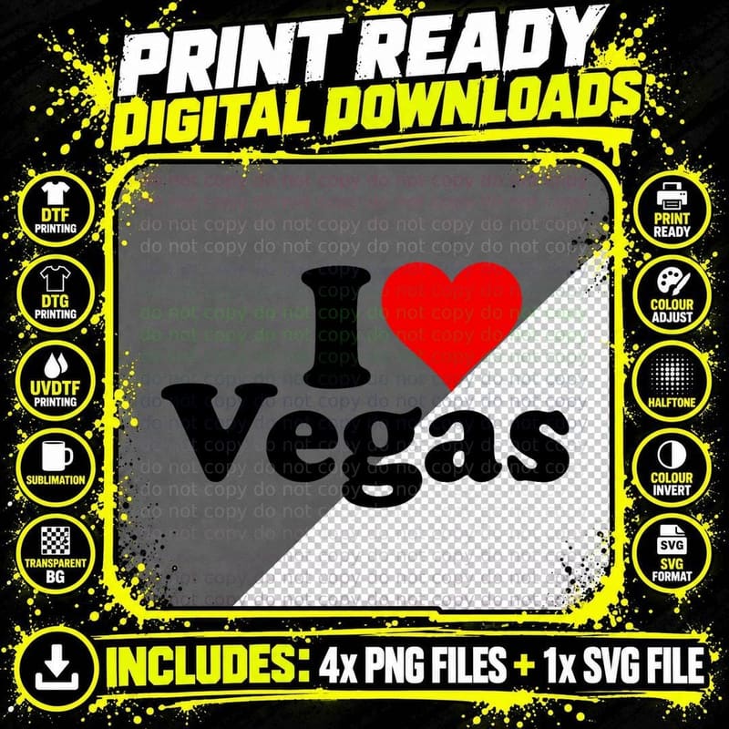 I HEART LOVE LAS VEGAS Nevada T-Shirt Png SVG Digital Bundle