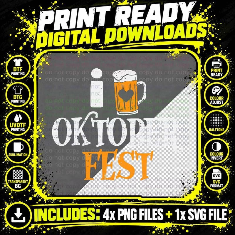 I Love Heart Oktoberfest Bavarian German Festival Men Png SVG Digital Bundle