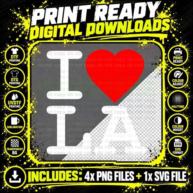 I Love LA Los Angeles T-Shirt Png SVG Digital Bundle