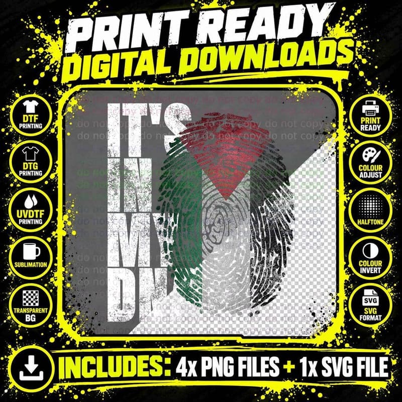It's in My DNA Palestinian Shirt Arabic Gifts Palestine Png SVG Digital Bundle