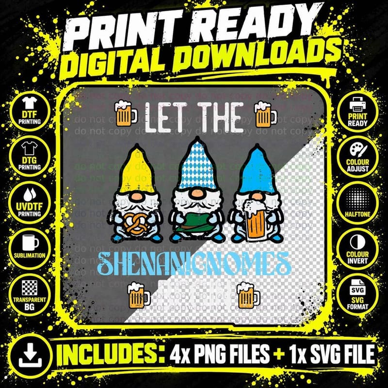 Let the Shenanignomes Begin Gnomes Bavarian Oktoberfest Png SVG Digital Bundle