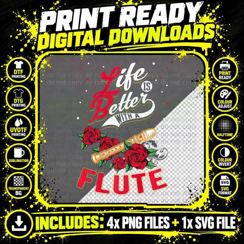 Life Is So Much Better With a Flute Png SVG Digital Bundle