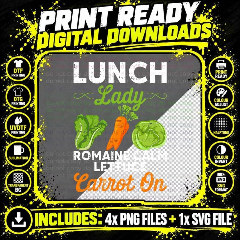 Lunch Lady Squad Cafeteria Worker Dinner Lady Cooking Png SVG Digital Bundle