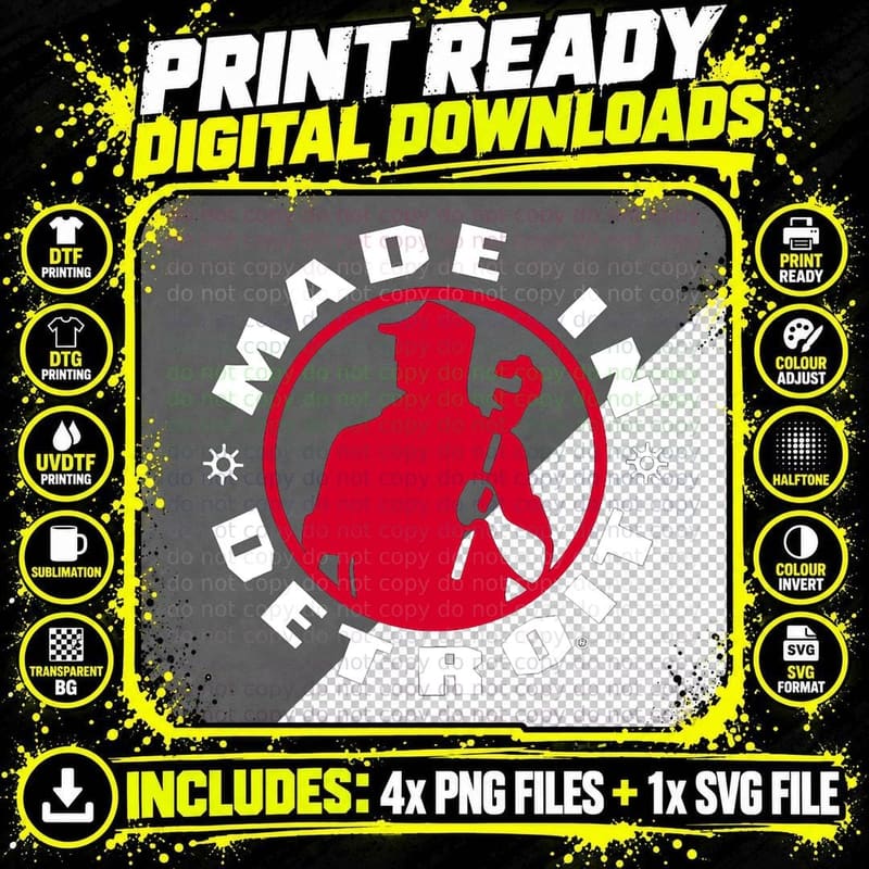 Made in Detroit T-Shirt Png SVG Digital Bundle