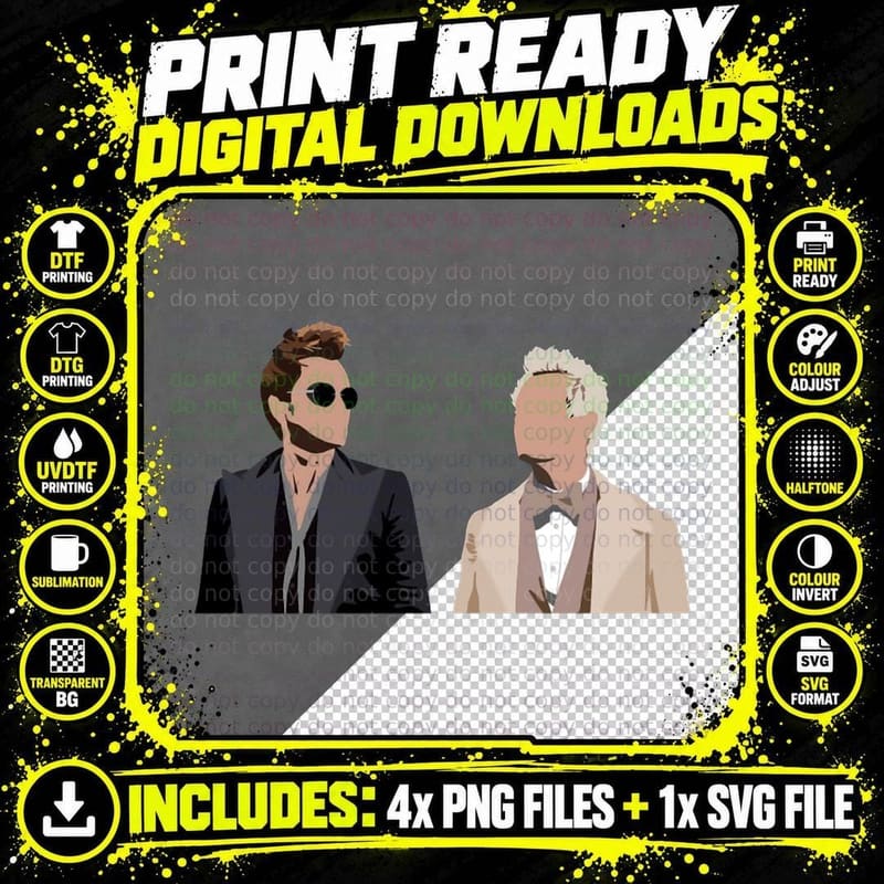 Minimal Good Omens T-Shirt Png SVG Digital Bundle