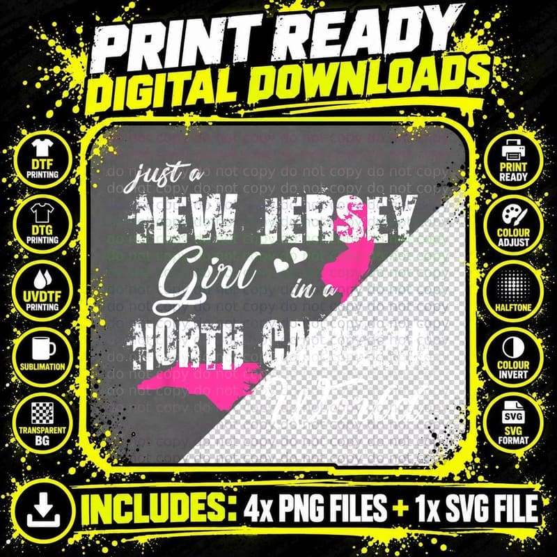 New Jerseys Just a New Jersey Girl in a North Carolina Png SVG Digital Bundle