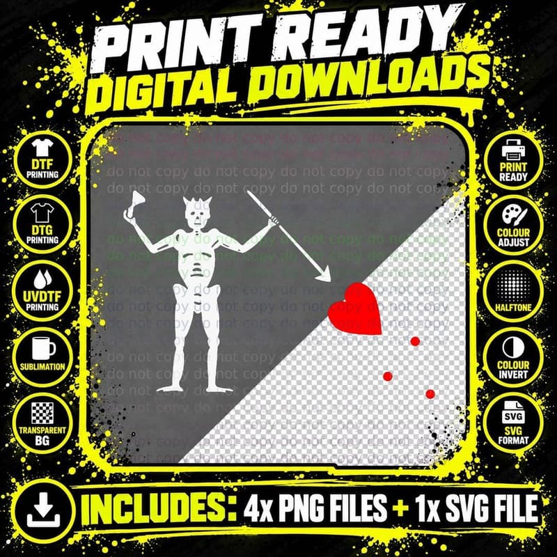North Carolina Pirate Flag OBX Blackbeards Jolly Roger Png SVG Digital Bundle