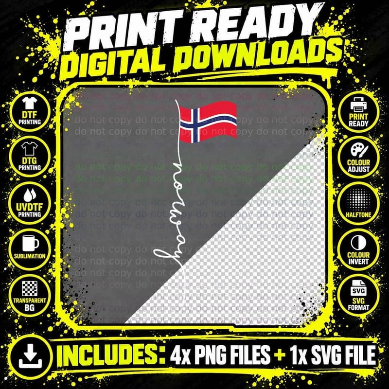 Norway Signature Flag Pole - Patriotic Norwegian Flag Png SVG Digital Bundle