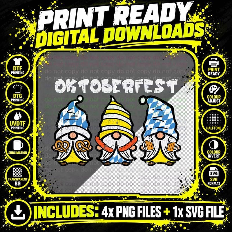 Oktoberfest Gnomes German Bavarian Costume Women Kids Png SVG Digital Bundle