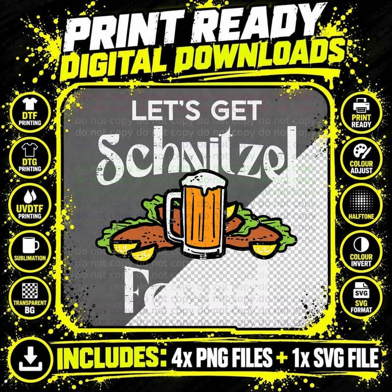 Oktoberfest Lets Get Schnitzel Faced Bavarian Women Men Png SVG Digital Bundle