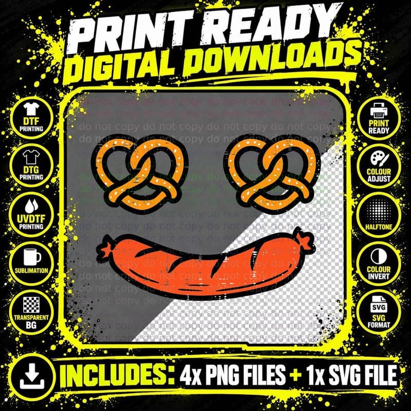 Oktoberfest Pretzel Bratwurst German Costume Women Kids Png SVG Digital Bundle