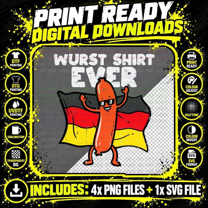 Oktoberfest Wurst Ever German Costume Men Women Kids Png SVG Digital Bundle