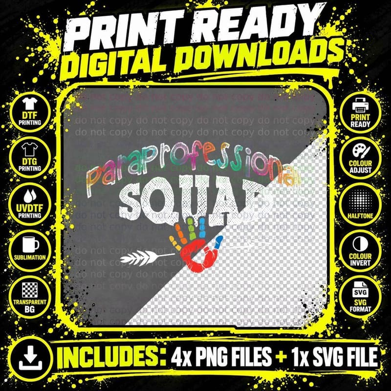Paraprofessional Squad Gift Paraprofessional Gift T-Shirt Png SVG Digital Bundle