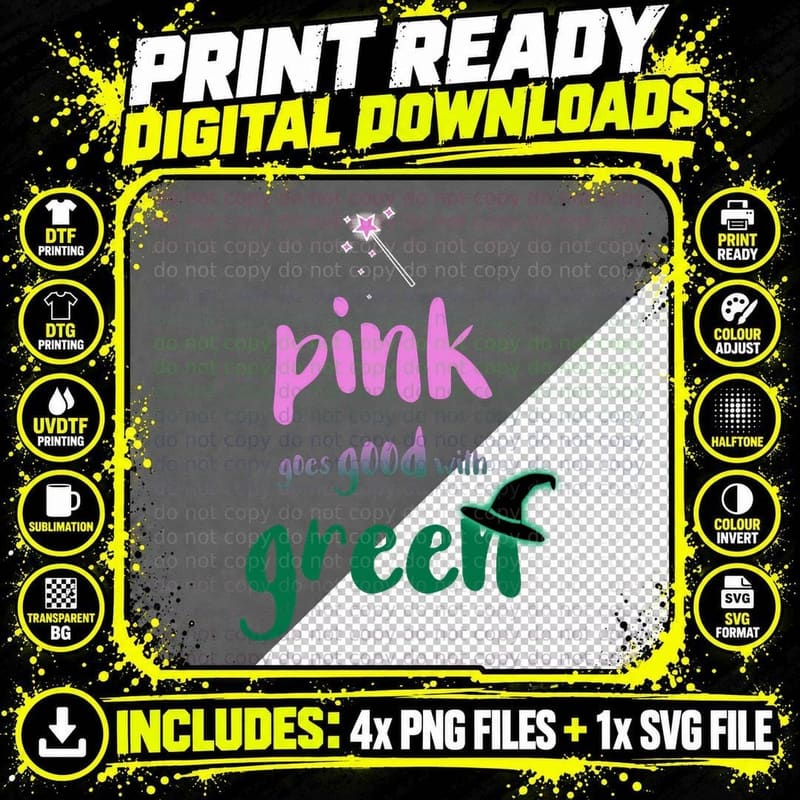 Pink& Green T-Shirt Png SVG Digital Bundle
