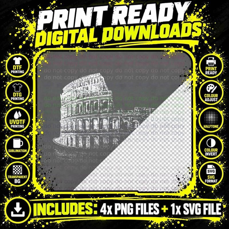 Rome Colosseum Italy Italia Roman Amphitheatre Ancient Png SVG Digital Bundle