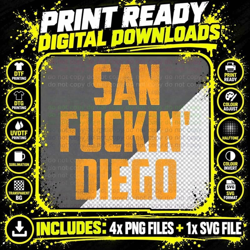 San Fin' Diego T-Shirt Png SVG Digital Bundle