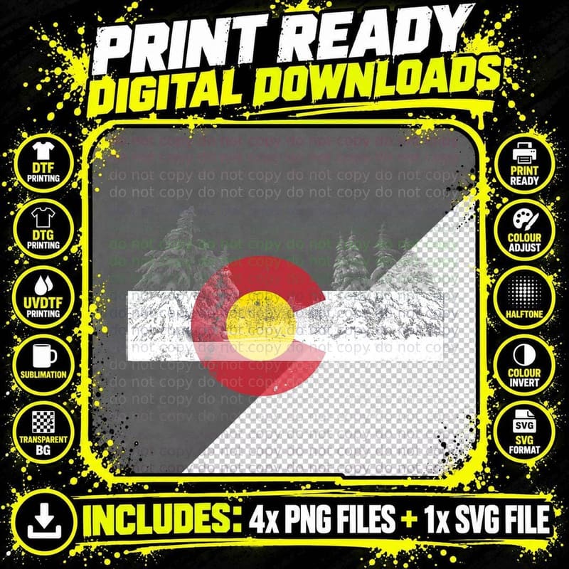 State of Colorado Flag Men Women Kids Novelty Gift Png SVG Digital Bundle