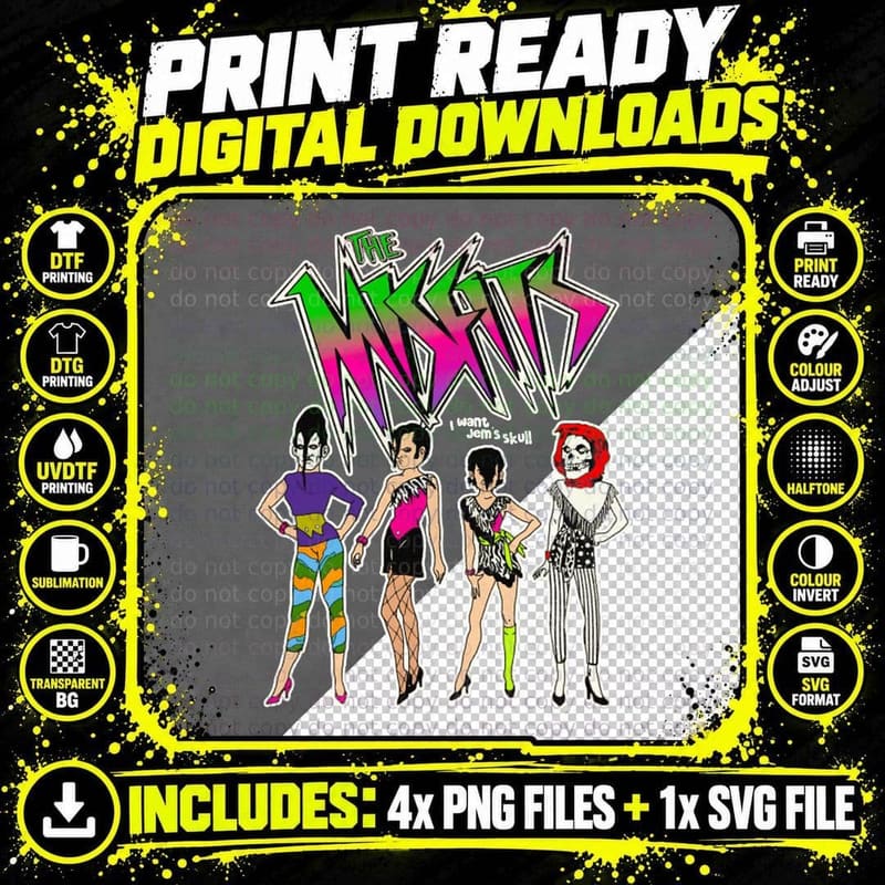 THE Misfits + Jem and the Holograms MASH T-Shirt Png SVG Digital Bundle