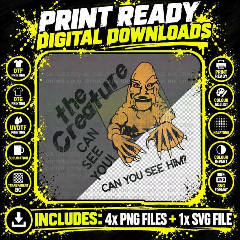 The Creature Can See You! T-Shirt Png SVG Digital Bundle