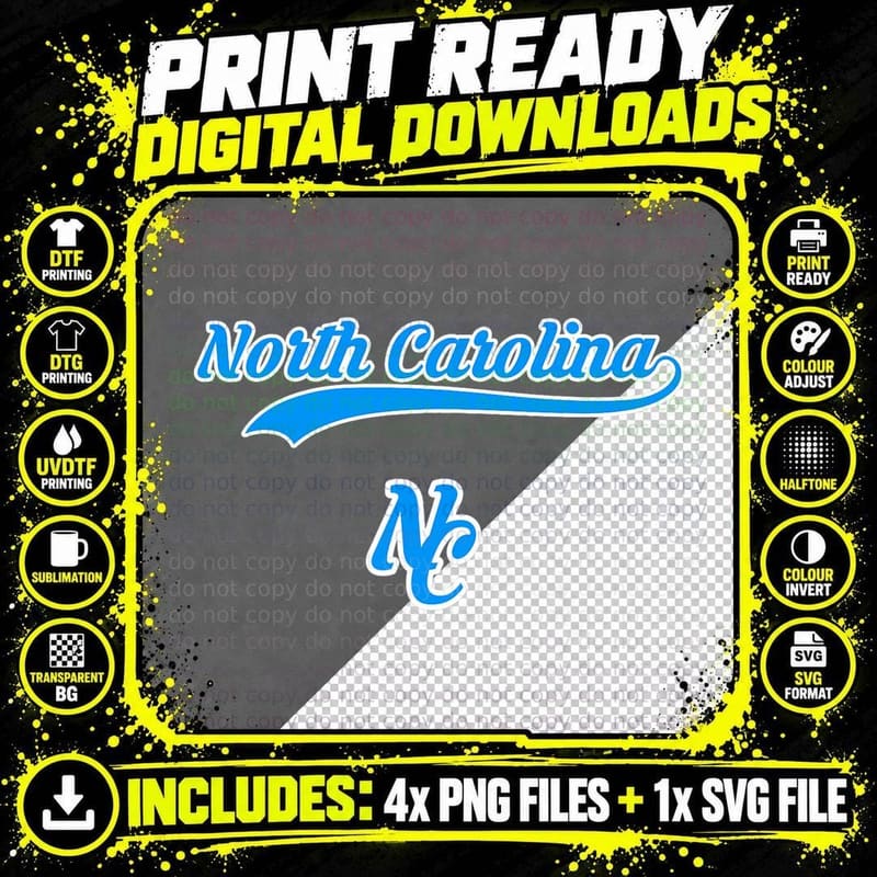 US NC Tar Heel State North Carolina T-Shirt Gift T-Shirt Png SVG Digital Bundle