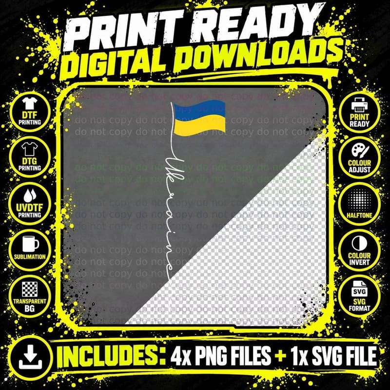 Ukraine Signature Flag Pole - Patriotic Ukrainian Flag Png SVG Digital Bundle