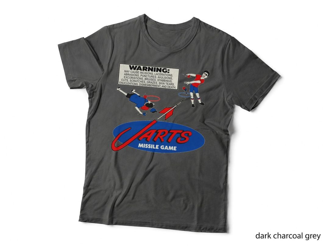 Warning Label Lawn Jarts Missile Game T-Shirt