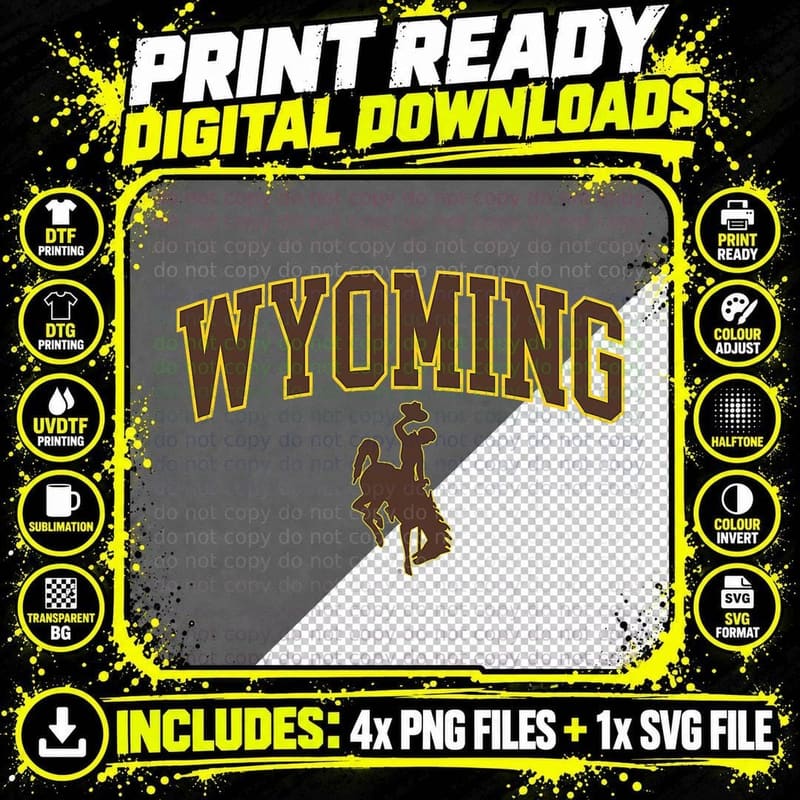 Wyoming Cowboys Apparel Fan Favorite Arch T-Shirt Png SVG Digital Bundle