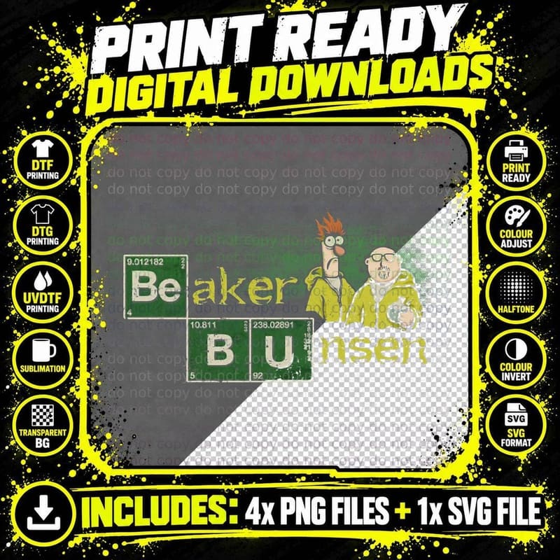 Beaker and Bunsen T-Shirt Png SVG Digital Bundle