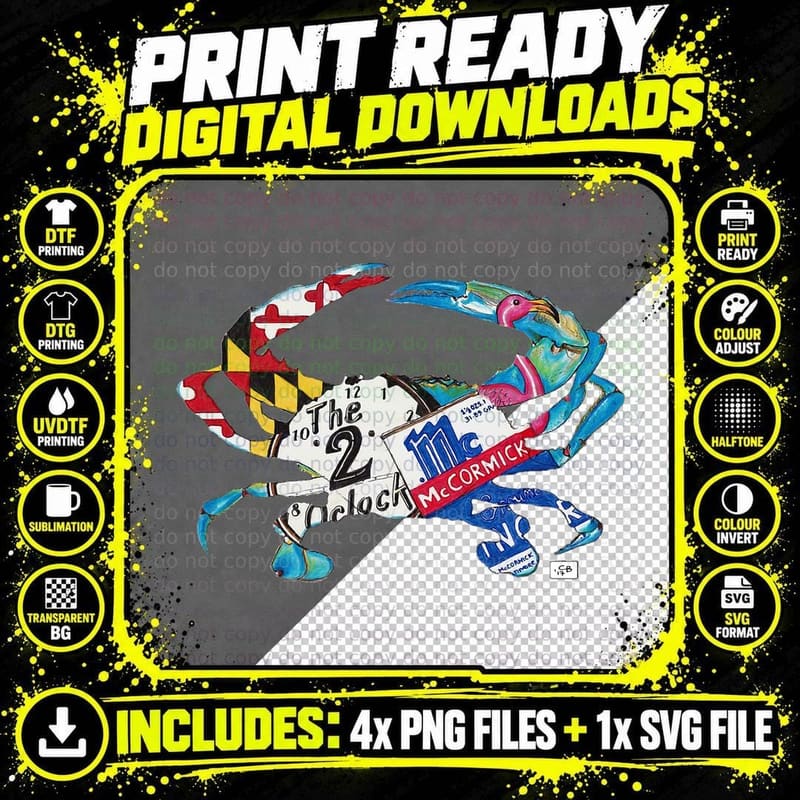 Bowlingart Maryland Blue Crab Hon Baltimore Original Png SVG Digital Bundle