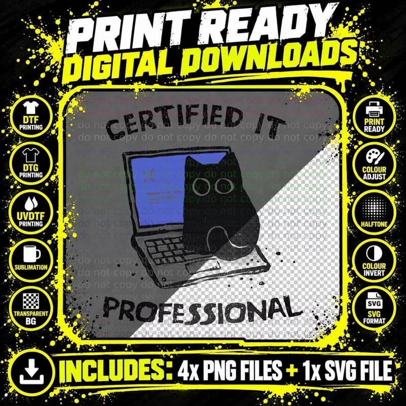 Certified IT Professional T-Shirt Png SVG Digital Bundle