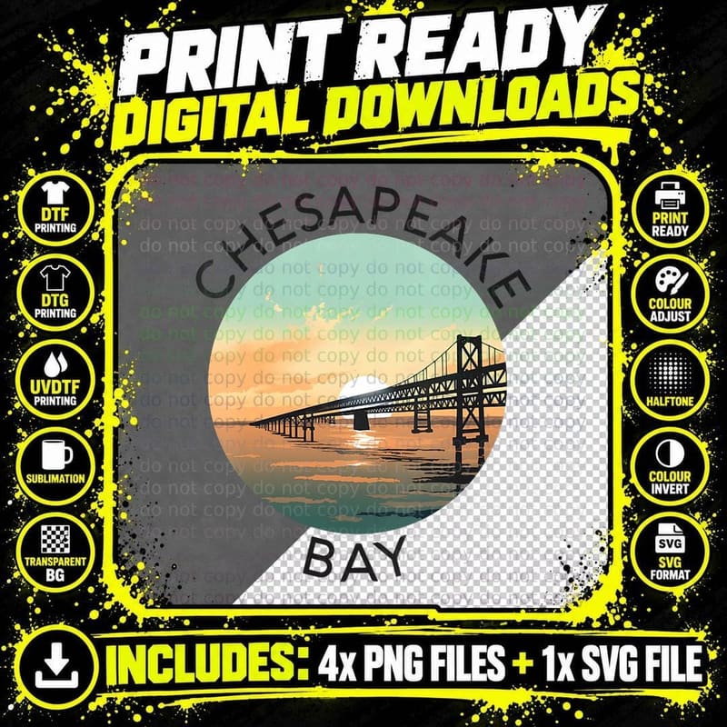 Chesapeake Bay Bridge Maryland Annapolis Kent Island Png SVG Digital Bundle