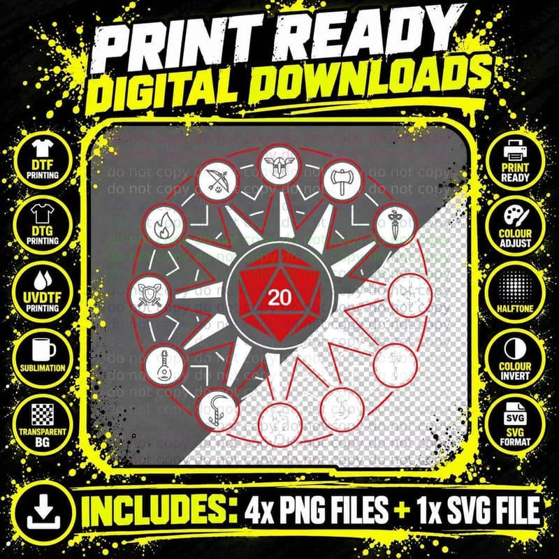 D20 Star - United We Stand - D& D T-Shirt Png SVG Digital Bundle