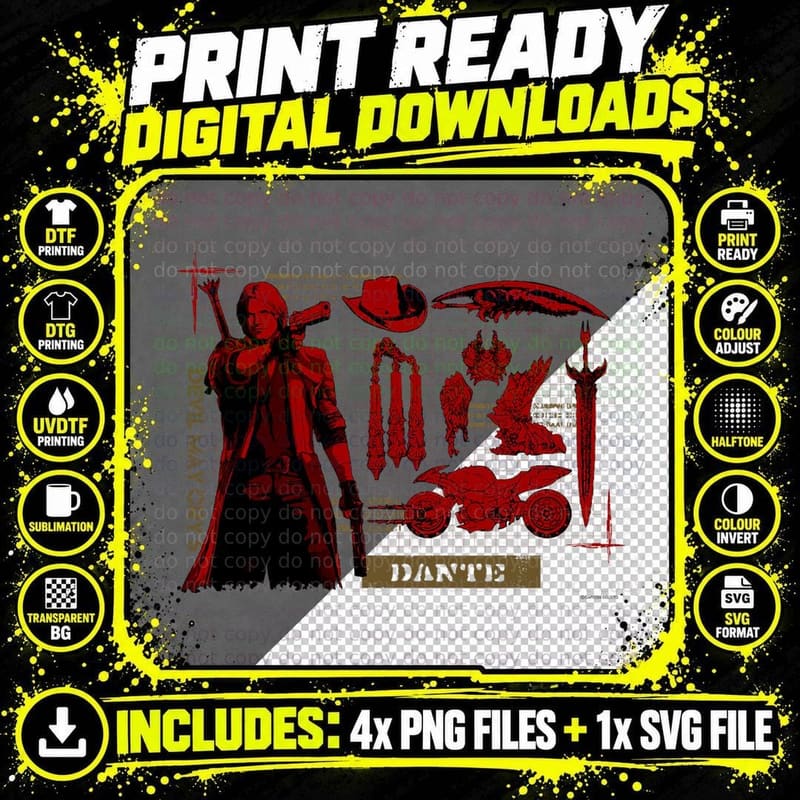 Devil May Cry 5 Dante T-Shirt Png SVG Digital Bundle
