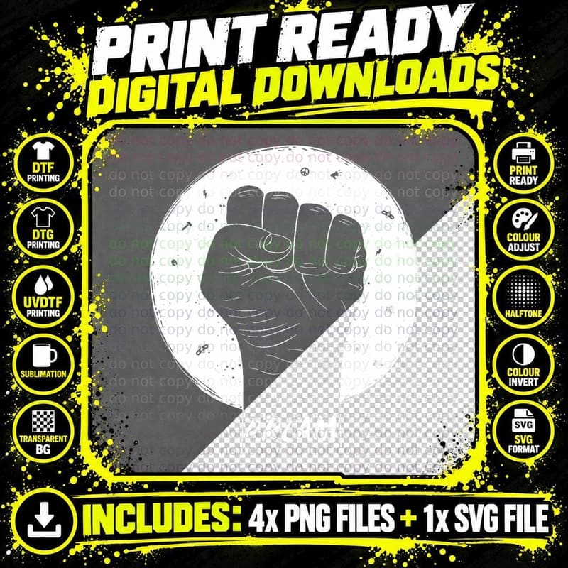 Dream Fist Black Emancipation Anti Rasist Mens & T-Shirt Png SVG Digital Bundle