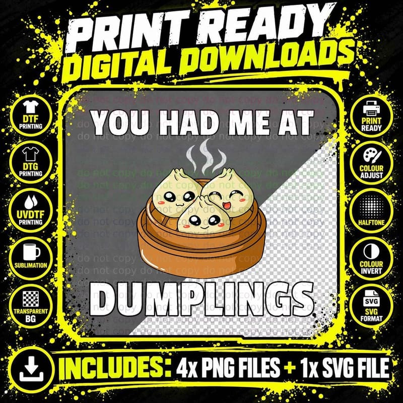 Dumpling Dim Sum Asian Food Dump T-Shirt Png SVG Digital Bundle