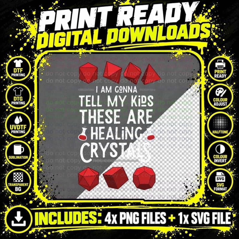 Dungeons & Dragons Healing Crystals T-Shirt Png SVG Digital Bundle