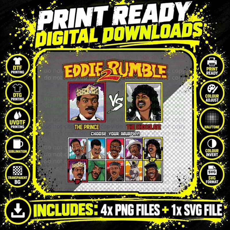 Eddie 2 Rumble - Eddie Murphy VS T-Shirt Png SVG Digital Bundle