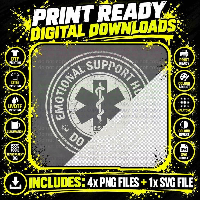 Emotional Support Human T-Shirt Png SVG Digital Bundle