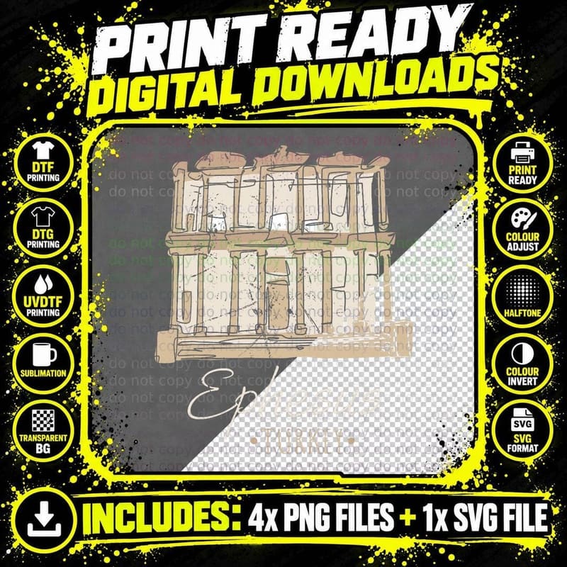Ephesus Turkey Ancient City Architecture Ruins History Png SVG Digital Bundle