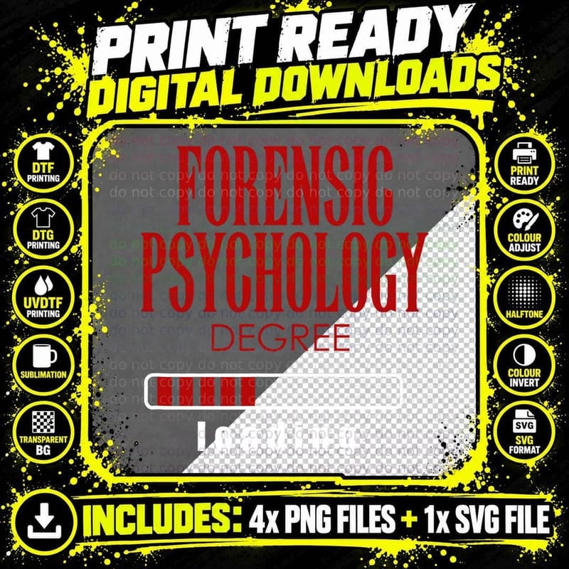 Forensic Psychology Degree Loading T-Shirt Png SVG Digital Bundle