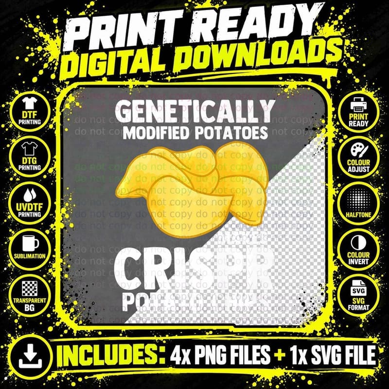 Genetically Modified Potatoes Makes Crispr Potato Chips Png SVG Digital Bundle